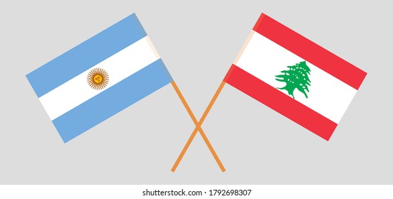 Crossed flags of Lebanon and Argentina