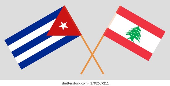 Crossed flags of Lebanon and Cuba