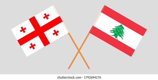 Crossed flags of Lebanon and Georgia