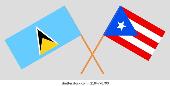 Crossed flags of Lesotho and Puerto Rico. Official colors. Correct proportion. Vector illustration
