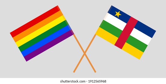 Crossed flags of LGBTQ and Central African Republic