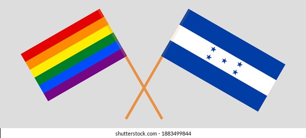 Crossed flags of LGBTQ and Honduras