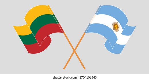 Crossed flags of Lithuania and Argentina