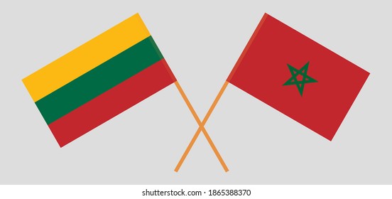 Crossed flags of Lithuania and Morocco