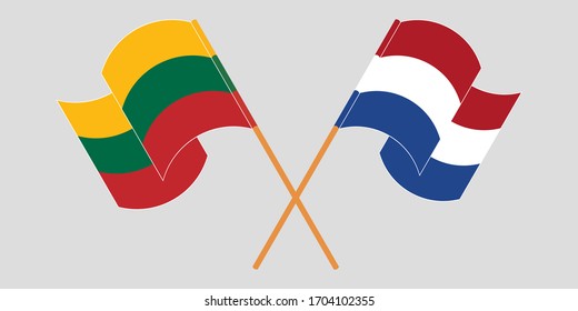 Crossed flags of Lithuania and the Netherlands