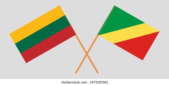 Crossed flags of Lithuania and Republic of the Congo. Official colors. Correct proportion