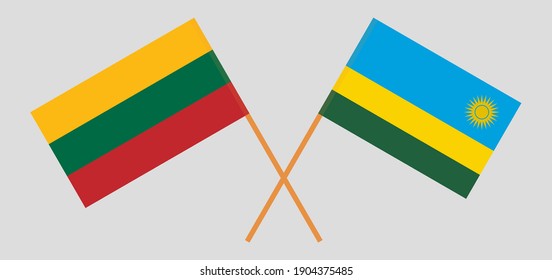 Crossed flags of Lithuania and Rwanda