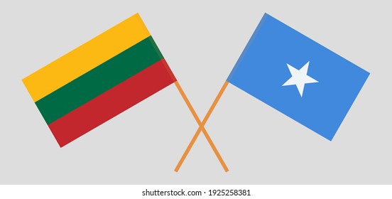 Crossed flags of Lithuania and Somalia. Official colors. Correct proportion