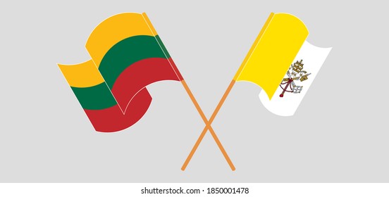 Crossed flags of Lithuania and Vatican