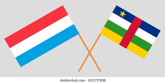 Crossed flags of Luxembourg and Central African Republic