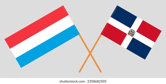 Crossed flags of Luxembourg and Dominican Republic. Official colors. Correct proportion. Vector illustration
