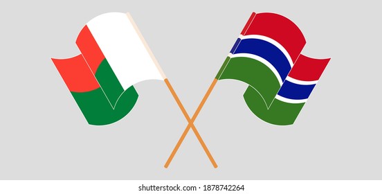 Crossed flags of Madagascar and the Gambia