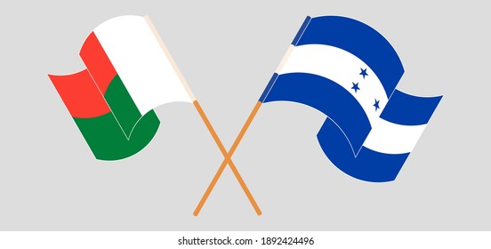 Crossed flags of Madagascar and Honduras