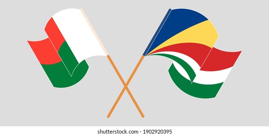 Gekreuzte Flaggen von Madagaskar und den Seychellen