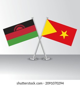 Crossed flags of Malawi and Tigray. Official colors.. Correct proportion. Banner design