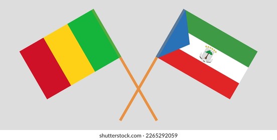 Crossed flags of Mali and Equatorial Guinea. Official colors. Correct proportion. Vector illustration
