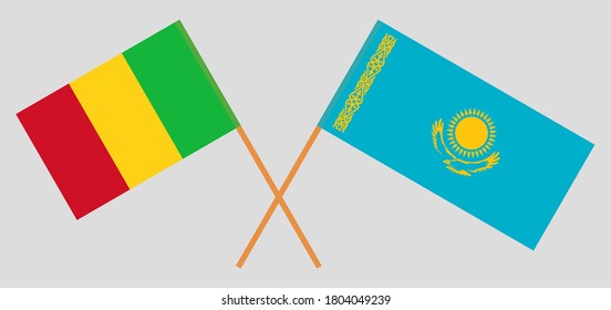 Gekreuzte Flaggen Malis und Kasachstans