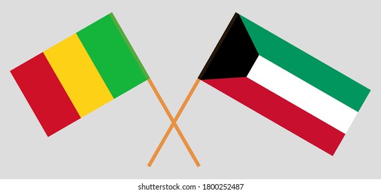 Crossed flags of Mali and Kuwait