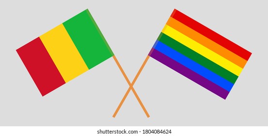 Crossed flags of Mali and LGBTQ