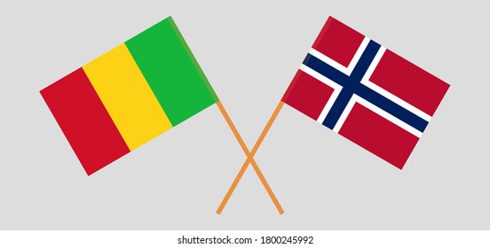 Crossed flags of Mali and Norway