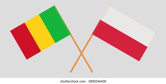 Crossed flags of Mali and Poland