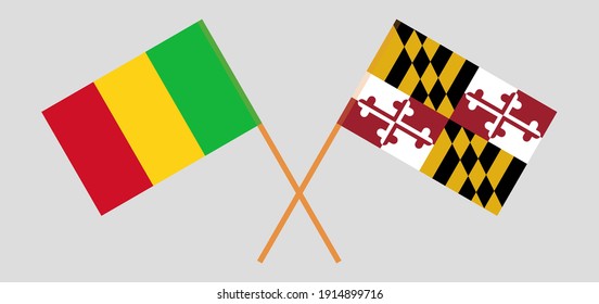 Crossed flags of Mali and the State of Maryland