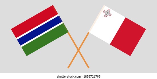 Crossed flags of Malta and the Gambia