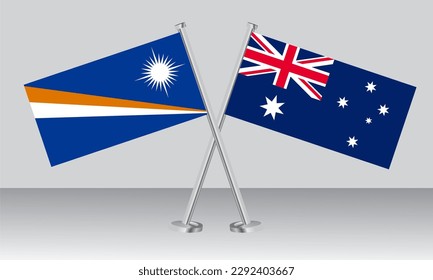 Crossed flags of Marshall Islands and Australia. Official colors. Correct proportion. Banner design