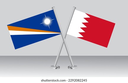 Crossed flags of Marshall Islands and Bahrain. Official colors. Correct proportion. Banner design
