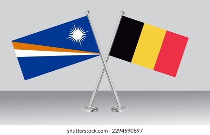 Crossed flags of Marshall Islands and Belgium. Official colors. Correct proportion. Banner design