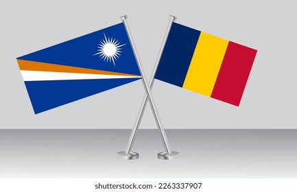 Gekreuzte Flaggen der Marshallinseln und des Tschad. Offizielle Farben. Richtiger Anteil. Banner-Design
