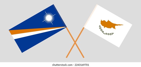 Banderas cruzadas de las Islas Marshall y Chipre. Colores oficiales. Proporción correcta. Ilustración del vector
