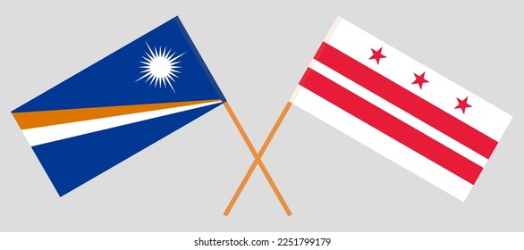 Crossed flags of Marshall Islands and the District of Columbia. Official colors. Correct proportion. Vector illustration
