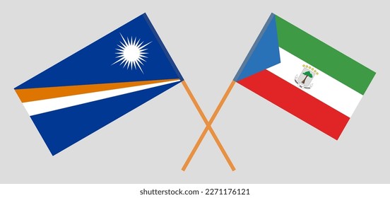 Crossed flags of Marshall Islands and Equatorial Guinea. Official colors. Correct proportion. Vector illustration