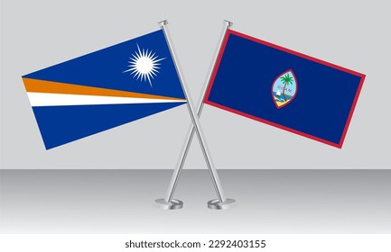 Crossed flags of Marshall Islands and Guam. Official colors. Correct proportion. Banner design