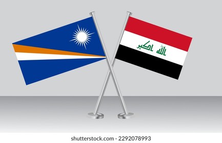 Crossed flags of Marshall Islands and Iraq. Official colors. Correct proportion. Banner design
