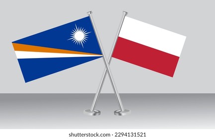 Crossed flags of Marshall Islands and Poland. Official colors. Correct proportion. Banner design