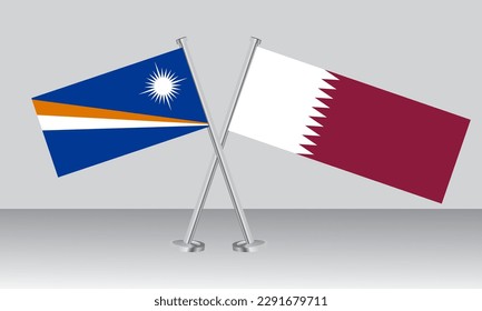 Crossed flags of Marshall Islands and Qatar. Official colors. Correct proportion. Banner design
