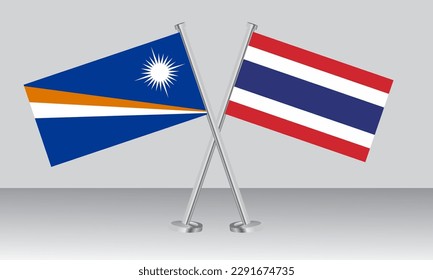 Crossed flags of Marshall Islands and Thailand. Official colors. Correct proportion. Banner design
