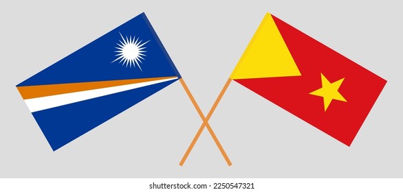 Crossed flags of Marshall Islands and Tigray. Official colors. Correct proportion. Vector illustration
