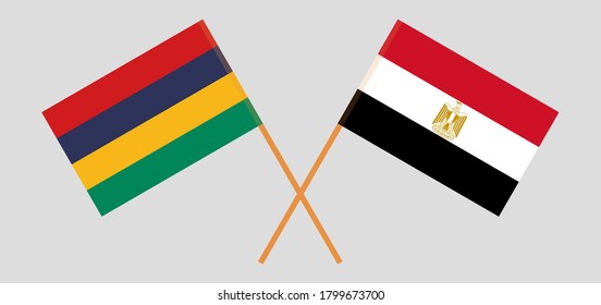 Crossed flags of Mauritius and Egypt