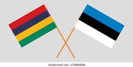 Gekreuzte Flaggen von Mauritius und Estland