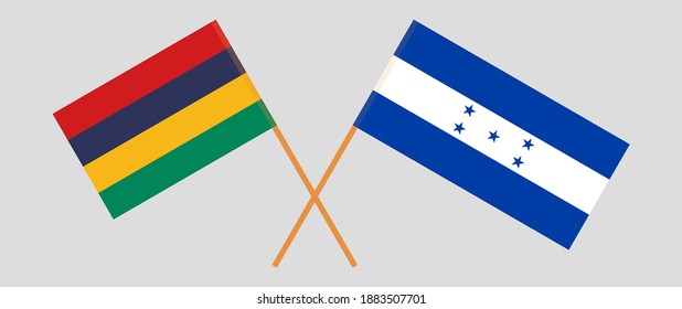 Crossed flags of Mauritius and Honduras