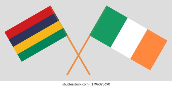 Crossed flags of Mauritius and Ireland