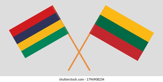 Crossed flags of Mauritius and Lithuania
