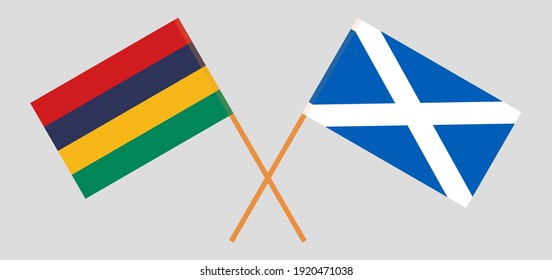 Crossed flags of Mauritius and Scotland