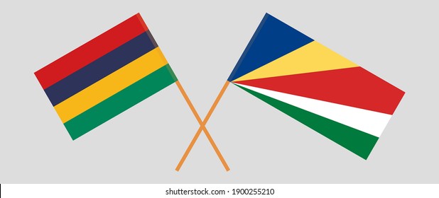 Crossed flags of Mauritius and Seychelles