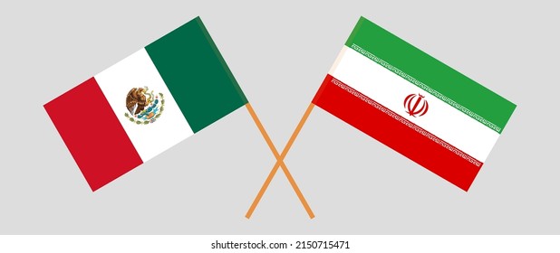Crossed Flags Mexico Iran Official Colors Stock Vector (Royalty Free ...