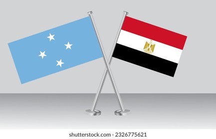 Crossed flags of Micronesia and Egypt. Official colors. Correct proportion. Banner design
