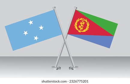 Crossed flags of Micronesia and Eritrea. Official colors. Correct proportion. Banner design
